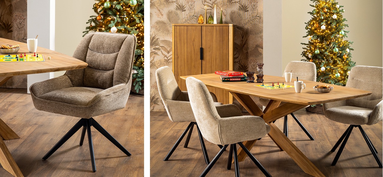 Dek je tafel in kerstsfeer met de Riff stoelen of de Donna stoelen