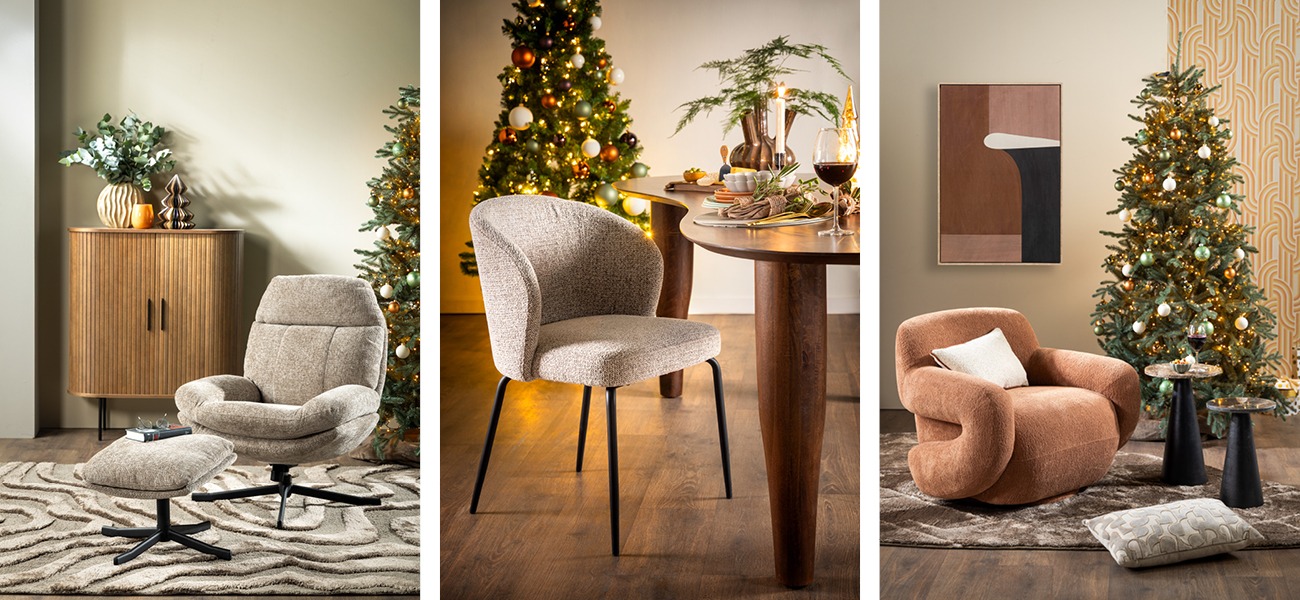 Knus zitten met de Lenn of Moise fauteuil, of dineer lang met de Femke eetkamerstoel