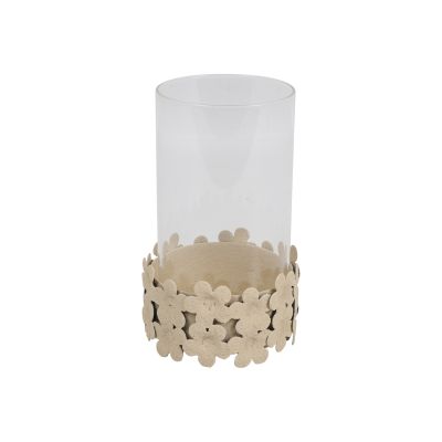 Glazen theelichthouder / waxinelichthouder beige rond 8 cm Glazen theelichthouder / waxinelichthouder beige rond 8 cm